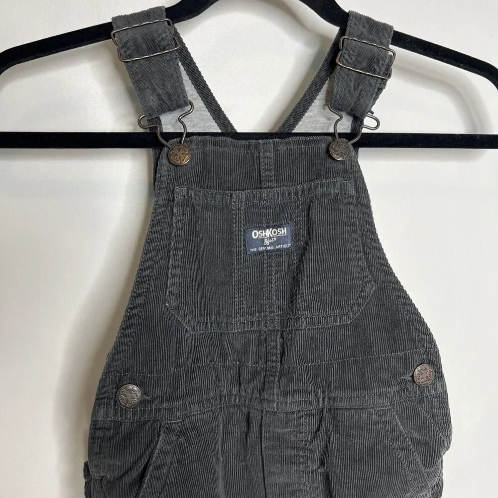 Boy OshKosh B'gosh® Size 4T Gray Jersey Lined Corduroy Overalls